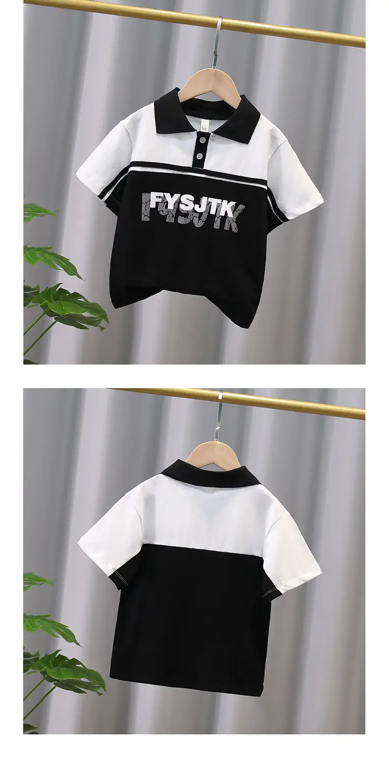 Boys Polo Shirt White Black Summer 2024 — feature 3