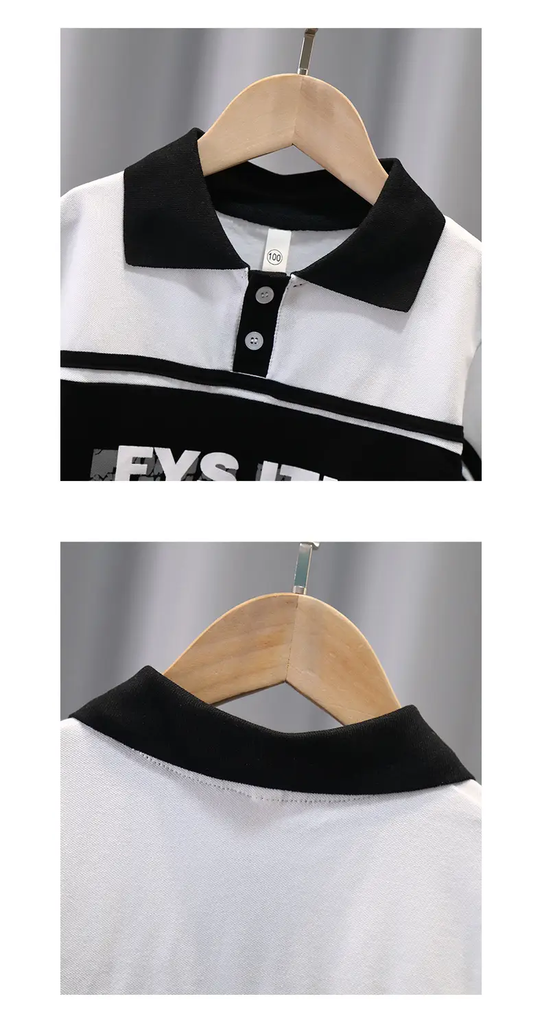 Boys Polo Shirt White Black Summer 2024 — feature 4