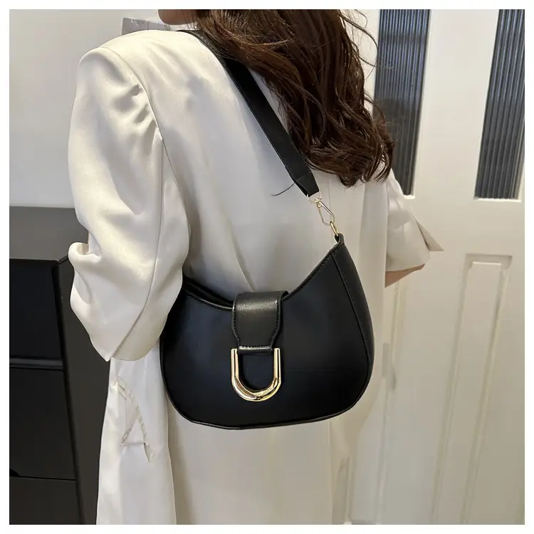 Women's New Crescent Saddle Bag Brown High-End Chain Shoulder - Image 7
