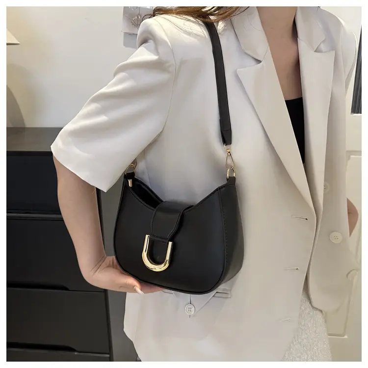 Women's New Crescent Saddle Bag Brown High-End Chain Shoulder — feature 19