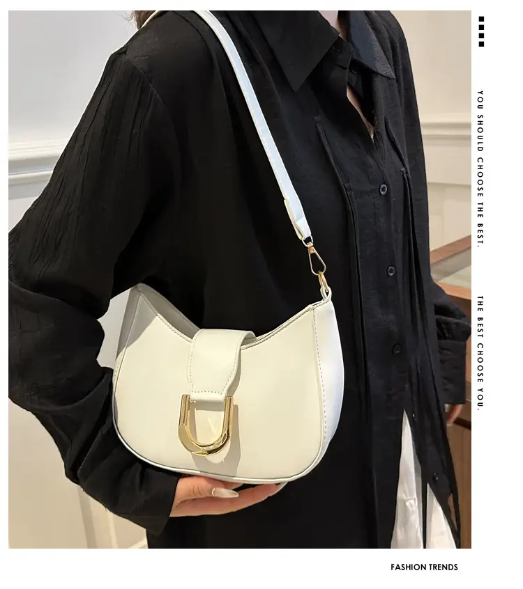 Women's New Crescent Saddle Bag Brown High-End Chain Shoulder — feature 2