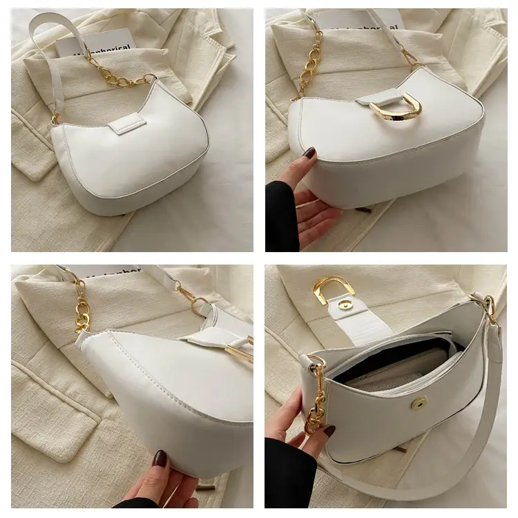 Women's New Crescent Saddle Bag Brown High-End Chain Shoulder — feature 9
