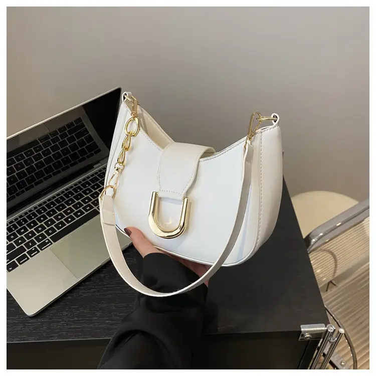 Women's New Crescent Saddle Bag Brown High-End Chain Shoulder - Image 2