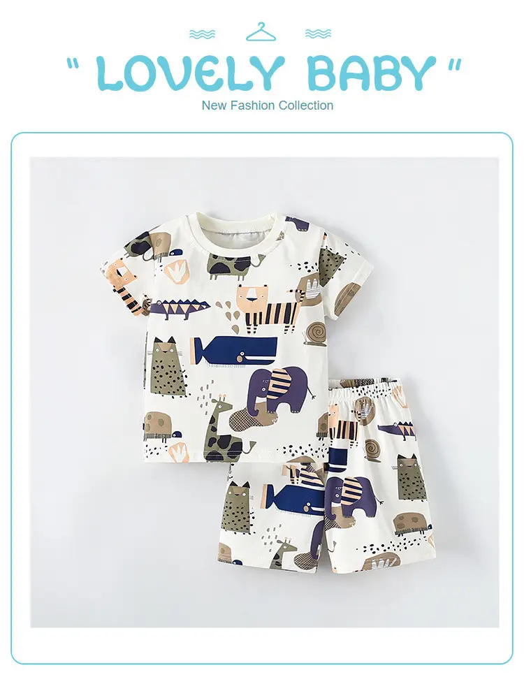 Boys Cartoon Print Cotton Shorts Set Summer 2024 — feature 1