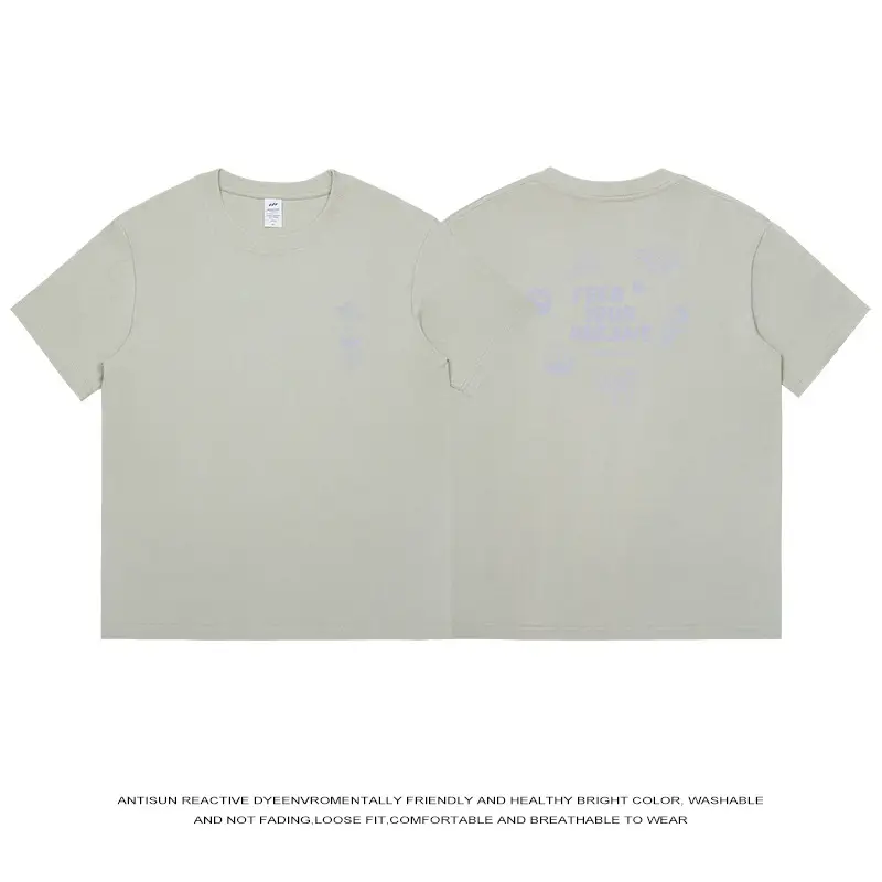 Men Pure Cotton Japanese Style Light Blue T-Shirt - Image 4