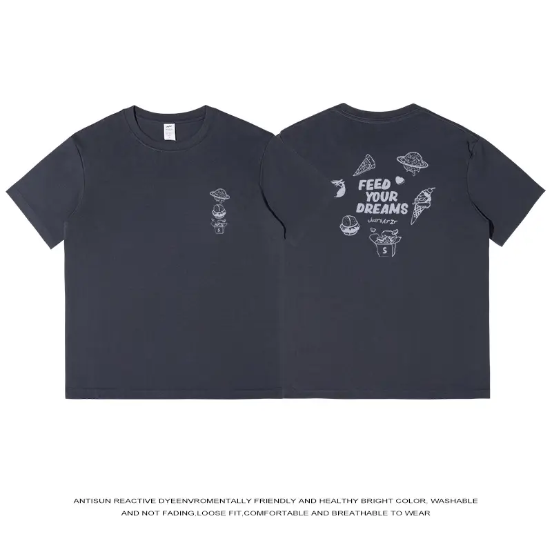 Men Pure Cotton Japanese Style Light Blue T-Shirt - Image 5