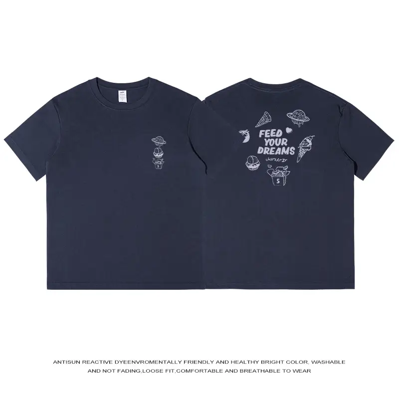 Men Pure Cotton Japanese Style Light Blue T-Shirt - Image 6