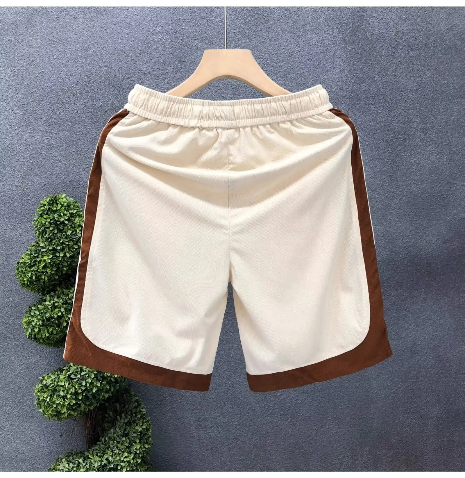 Men's American Shorts Beige Brown Drawstring Casual Shorts — feature 9