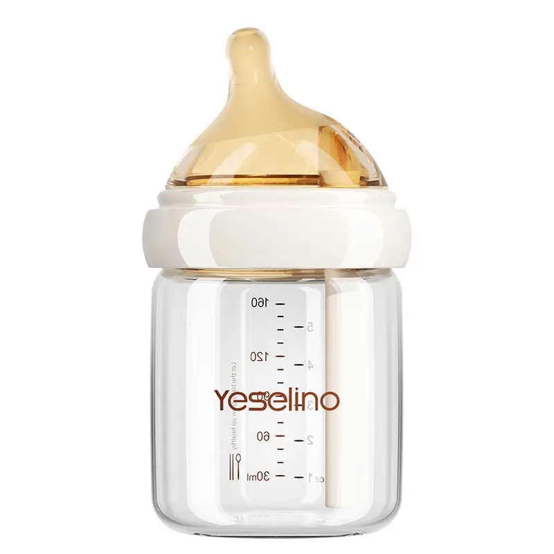 Special Baby Bottle for Newborns, Yuexi High Borosilicate Glass Baby Bottle, Independent Air Guide Tube for Infants and Young Children, 0-12 Months