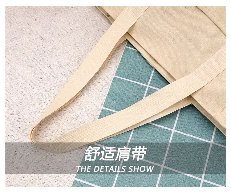 Canvas Shoulder Bag Black Cream Work Tote — feature 5
