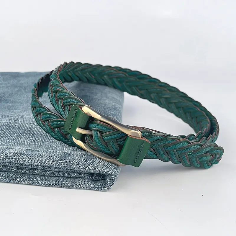 Women's Black Woven Belt with Gold Buckle - Image 10