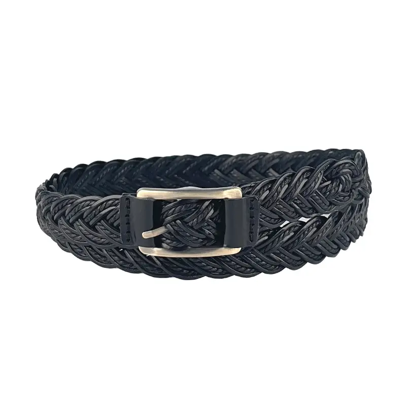 Women's Black Woven Belt with Gold Buckle - Image 11