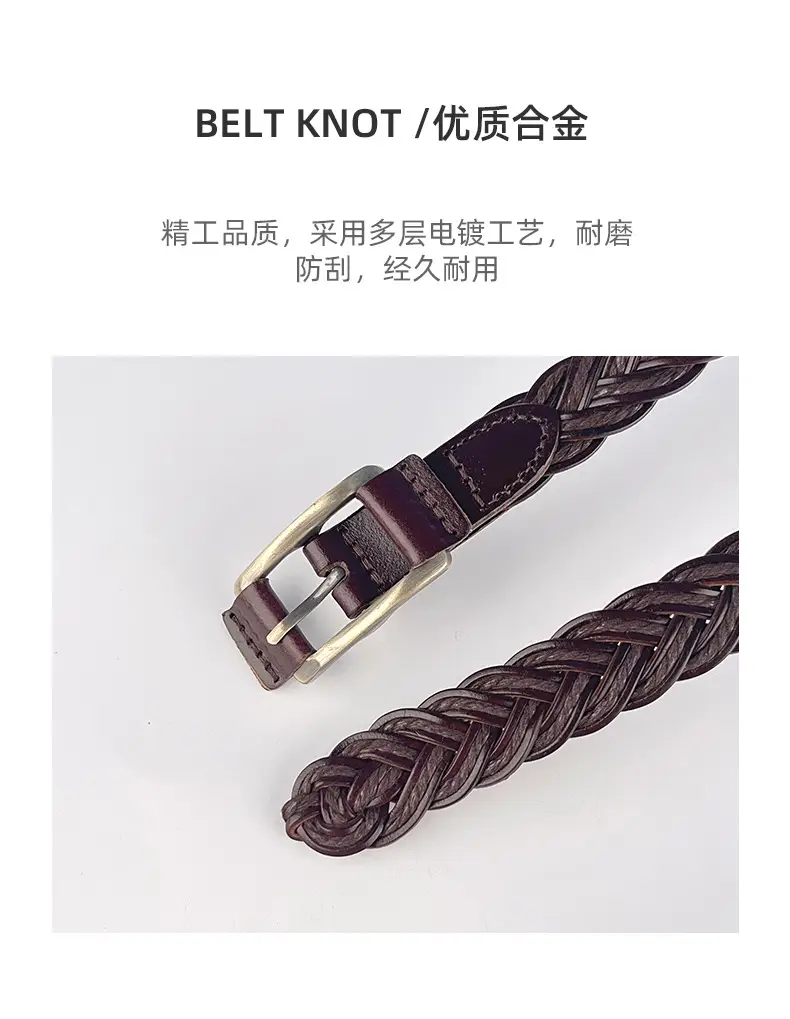 Women's Black Woven Belt with Gold Buckle — feature 6