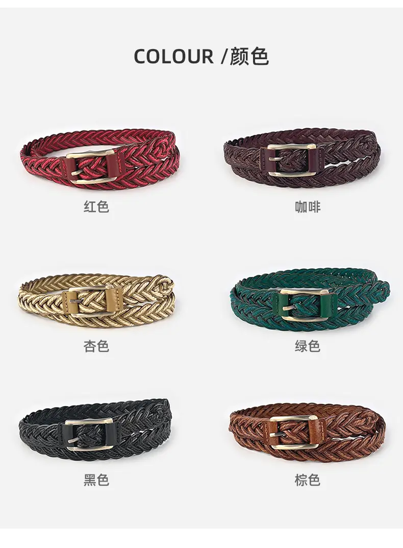 Women's Black Woven Belt with Gold Buckle — feature 8