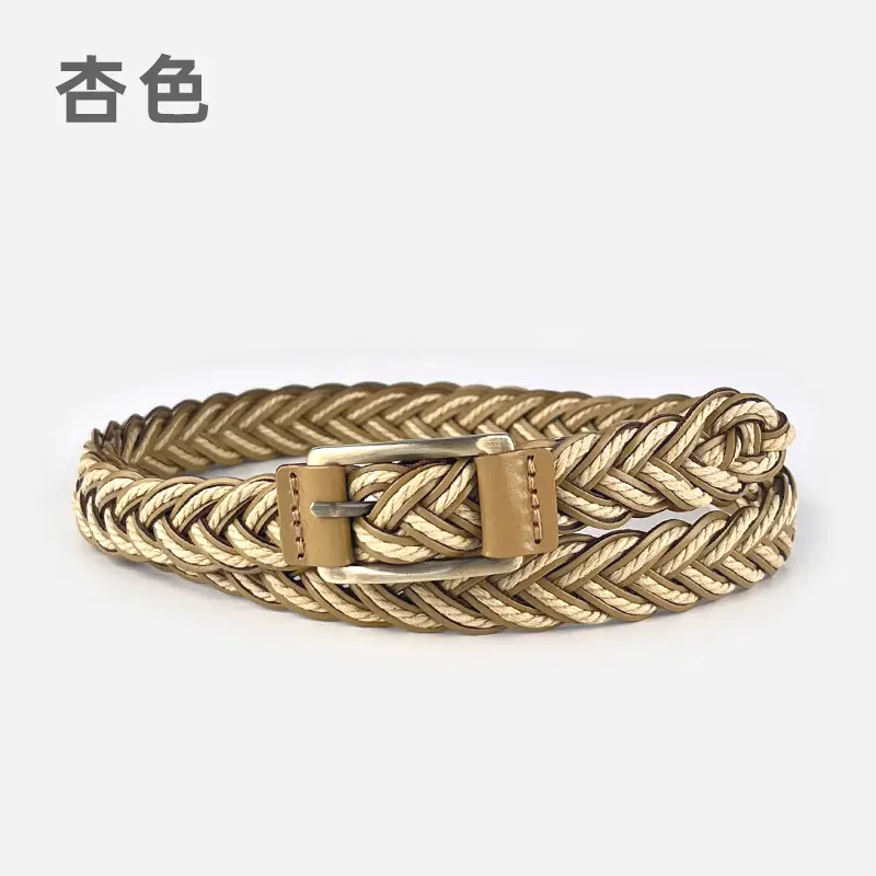 Women's Black Woven Belt with Gold Buckle - Image 3