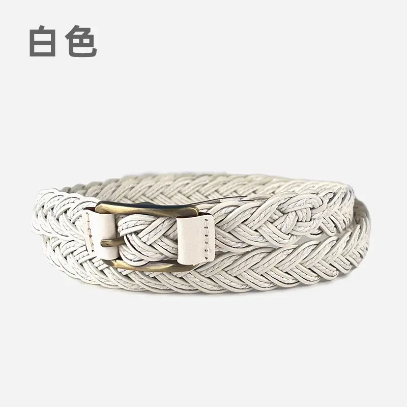 Women's Black Woven Belt with Gold Buckle - Image 5