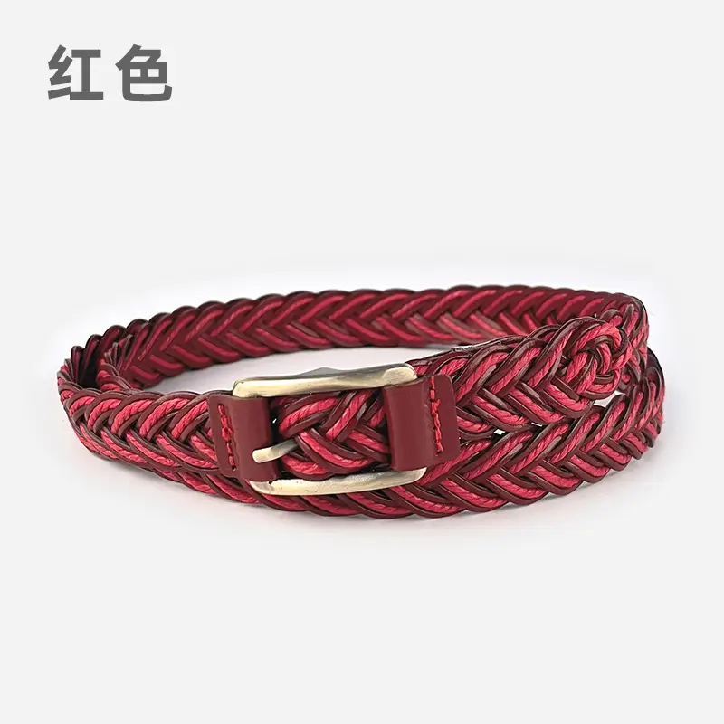 Women's Black Woven Belt with Gold Buckle - Image 6
