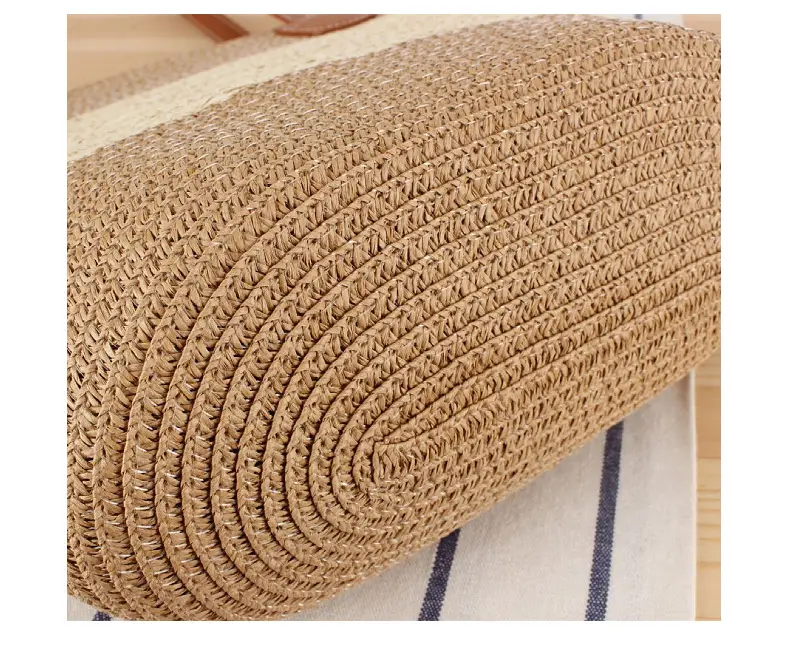 French Style Straw Handbag Large Capacity Beige — feature 16