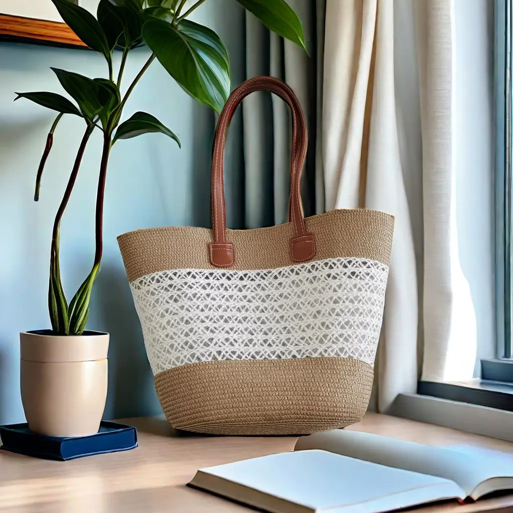 French Style Straw Handbag Large Capacity Beige - Image 15