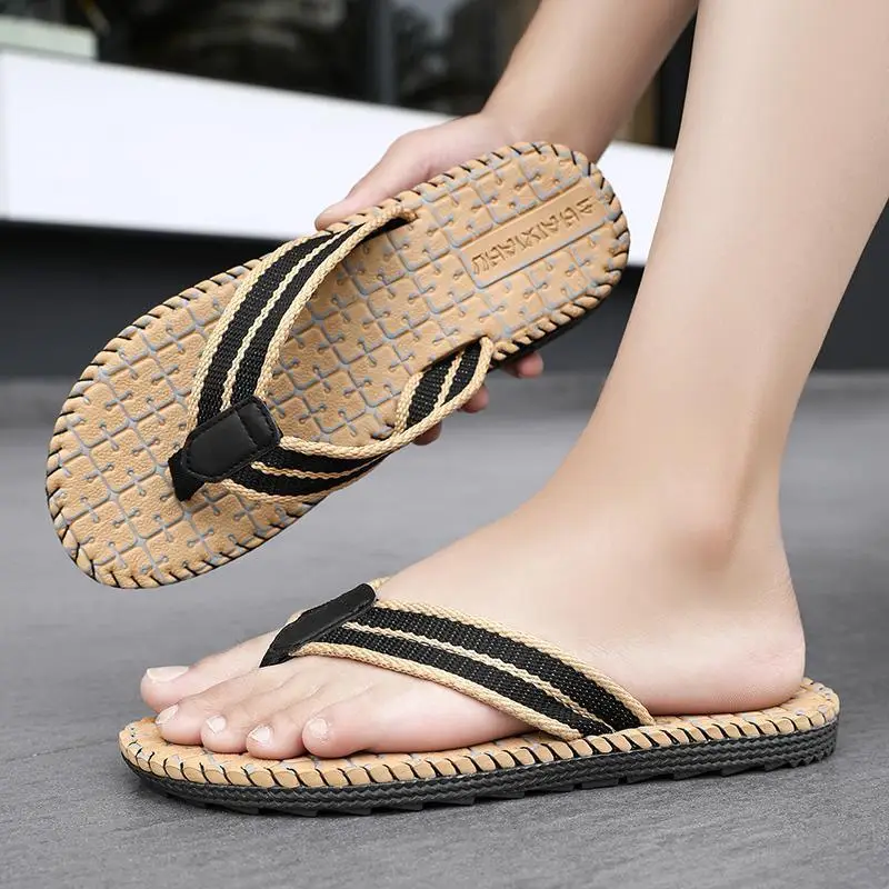 Daifa Woven Flip-Flops Men's Ins Trendy 2024 New Arrival Summer Wear-Resistant Beach Sandals and Slippers Non-Slip Flip-Flops - Image 4