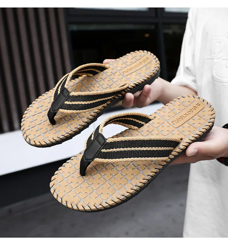 Daifa Woven Flip-Flops Men's Ins Trendy 2024 New Arrival Summer Wear-Resistant Beach Sandals and Slippers Non-Slip Flip-Flops — feature 10