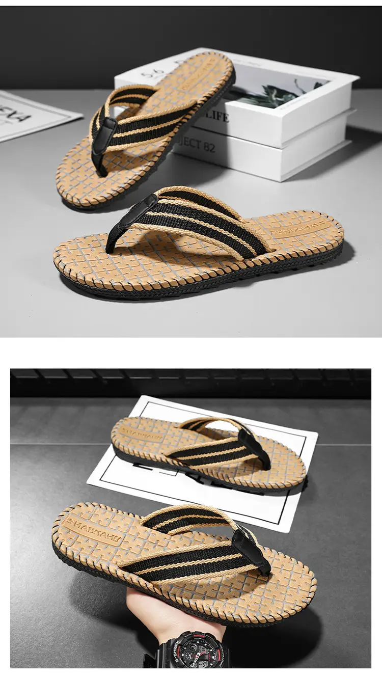 Daifa Woven Flip-Flops Men's Ins Trendy 2024 New Arrival Summer Wear-Resistant Beach Sandals and Slippers Non-Slip Flip-Flops — feature 14