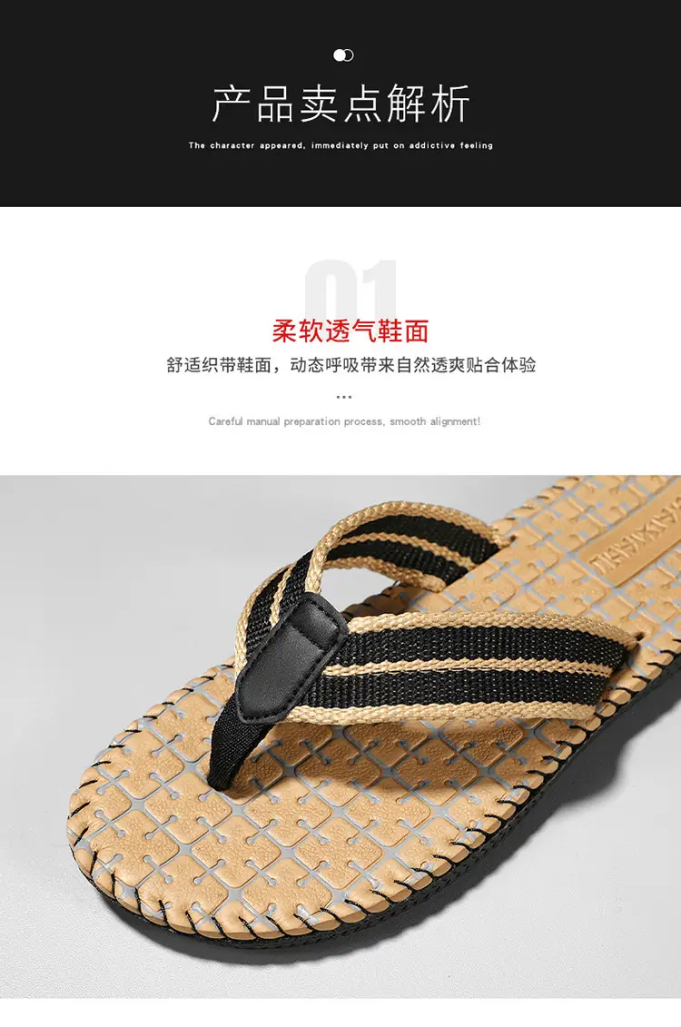 Daifa Woven Flip-Flops Men's Ins Trendy 2024 New Arrival Summer Wear-Resistant Beach Sandals and Slippers Non-Slip Flip-Flops — feature 5