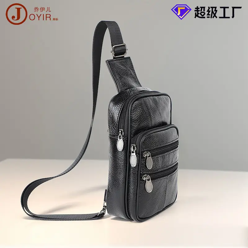 Men's Genuine Leather Chest Bag with 7.9" Mini Phone & Battery - Image 8