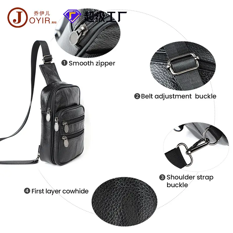 Men's Genuine Leather Chest Bag with 7.9" Mini Phone & Battery - Image 9