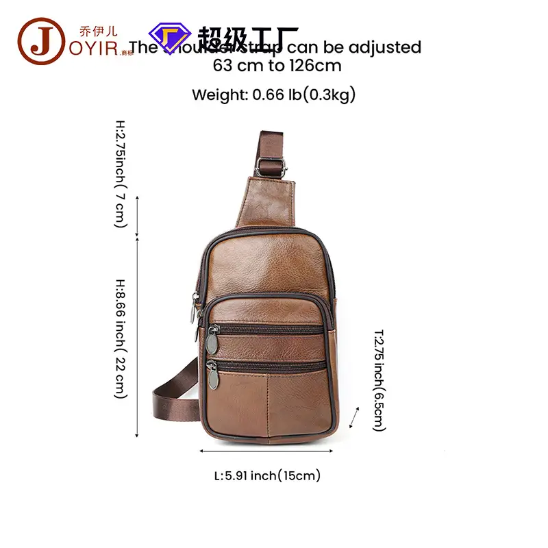 Men's Genuine Leather Chest Bag with 7.9" Mini Phone & Battery - Image 11