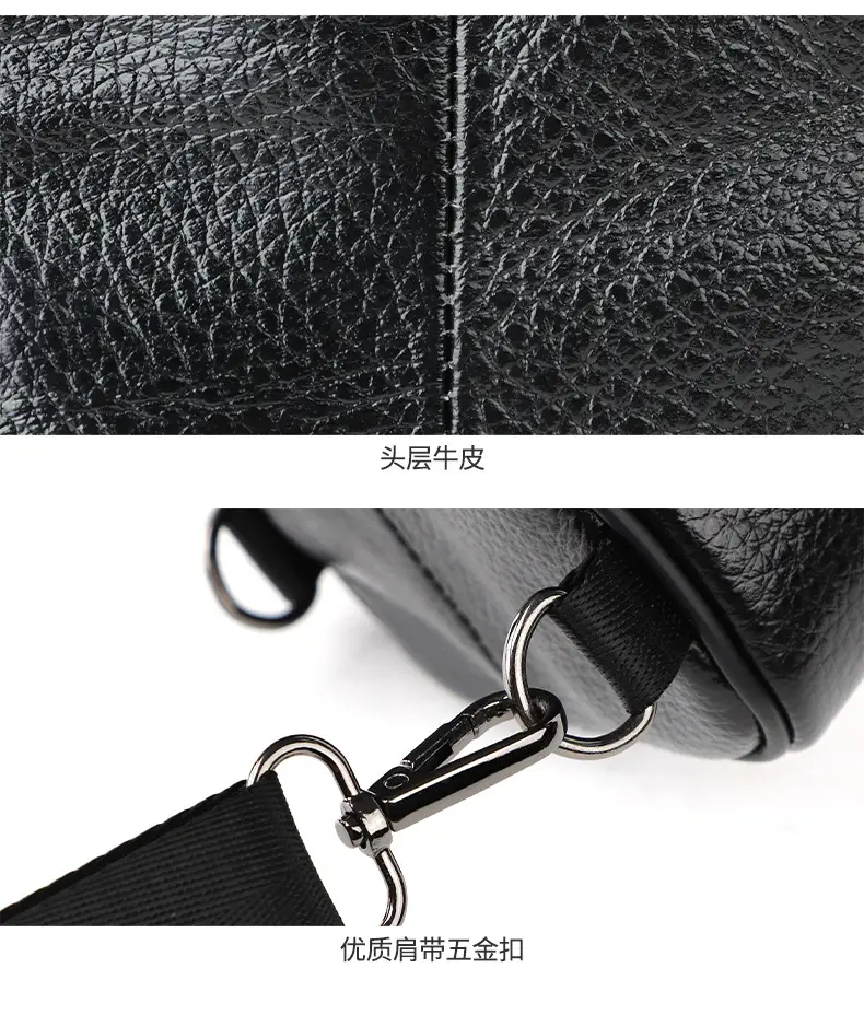 Men's Genuine Leather Chest Bag with 7.9" Mini Phone & Battery — feature 15
