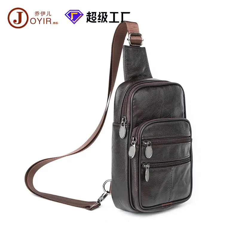 Men's Genuine Leather Chest Bag with 7.9" Mini Phone & Battery - Image 2