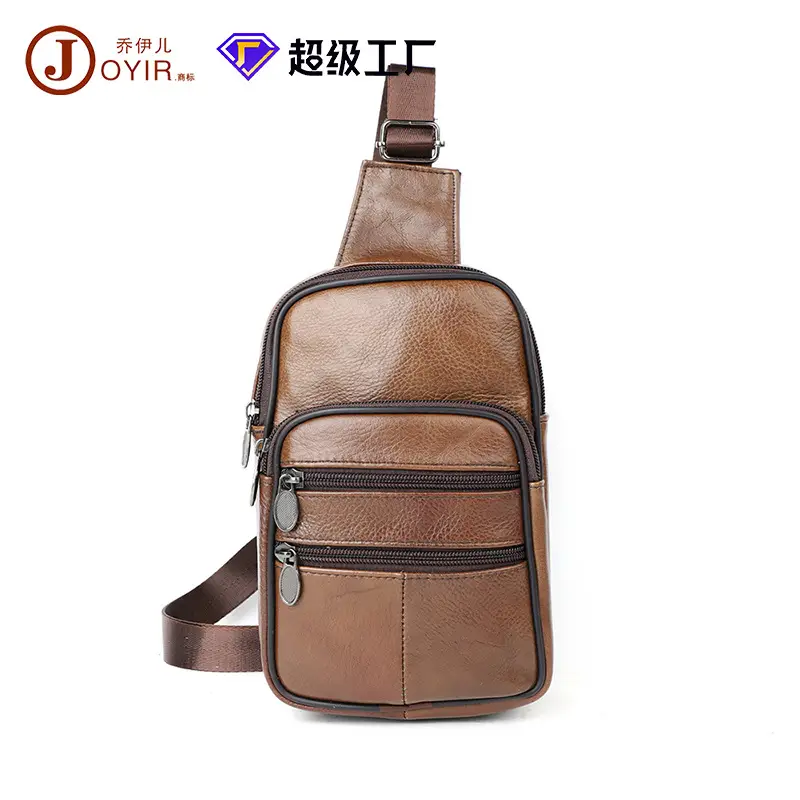 Men's Genuine Leather Chest Bag with 7.9" Mini Phone & Battery - Image 3