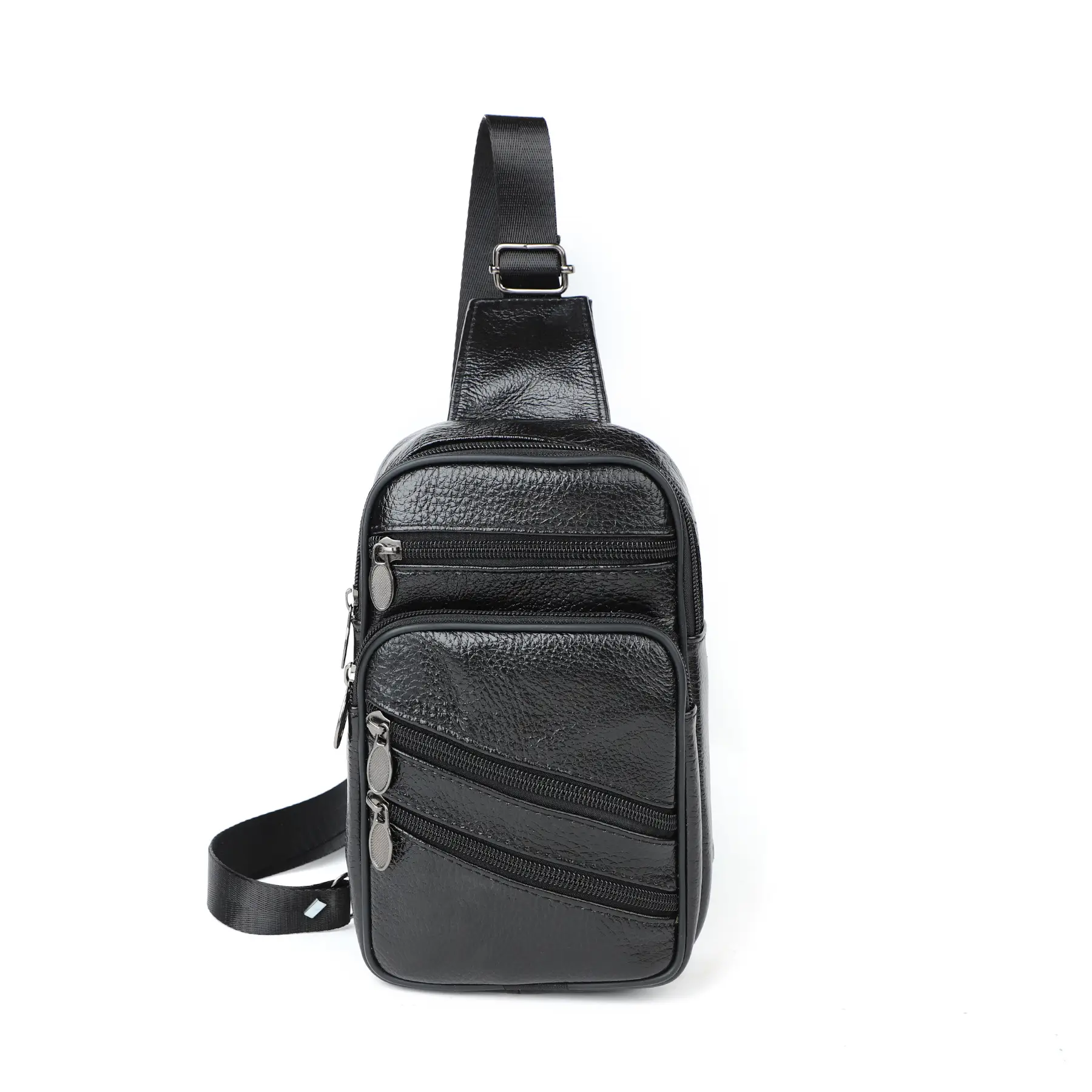 Men's Genuine Leather Chest Bag with 7.9" Mini Phone & Battery - Image 4