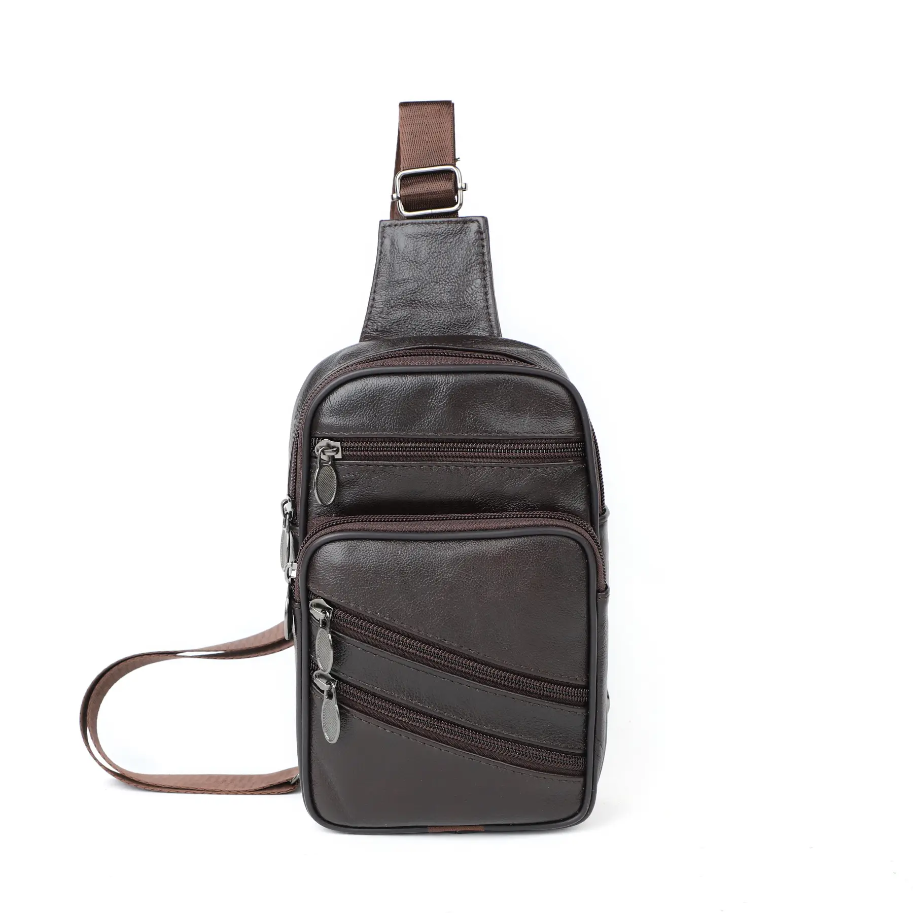 Men's Genuine Leather Chest Bag with 7.9" Mini Phone & Battery - Image 5