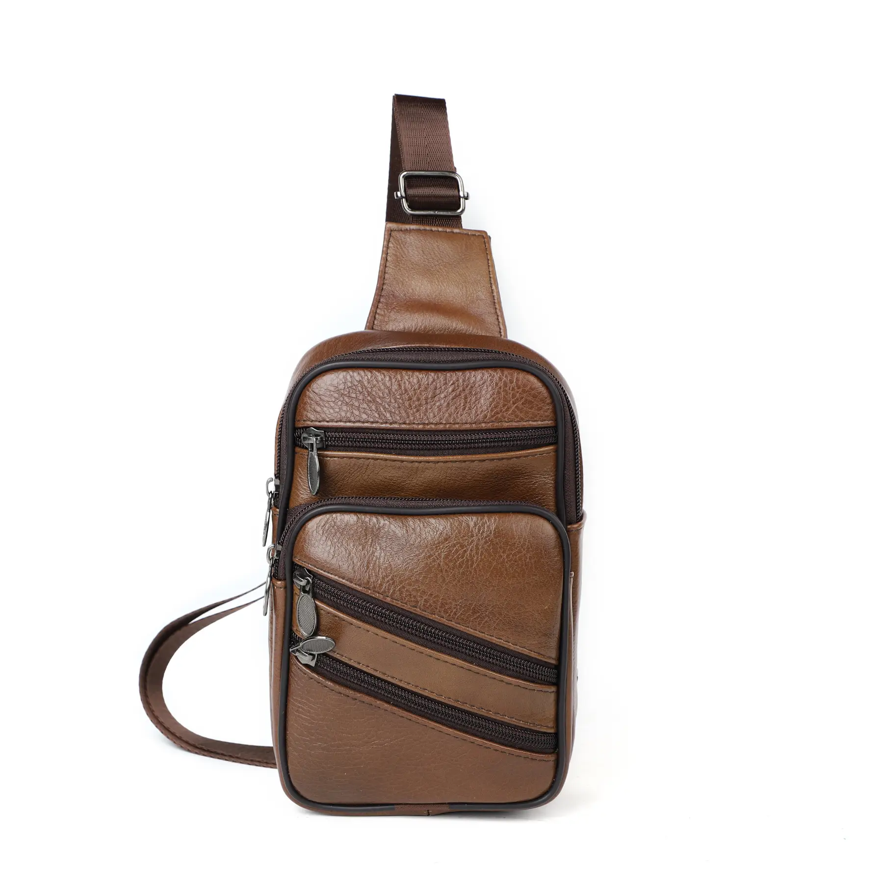 Men's Genuine Leather Chest Bag with 7.9" Mini Phone & Battery - Image 6