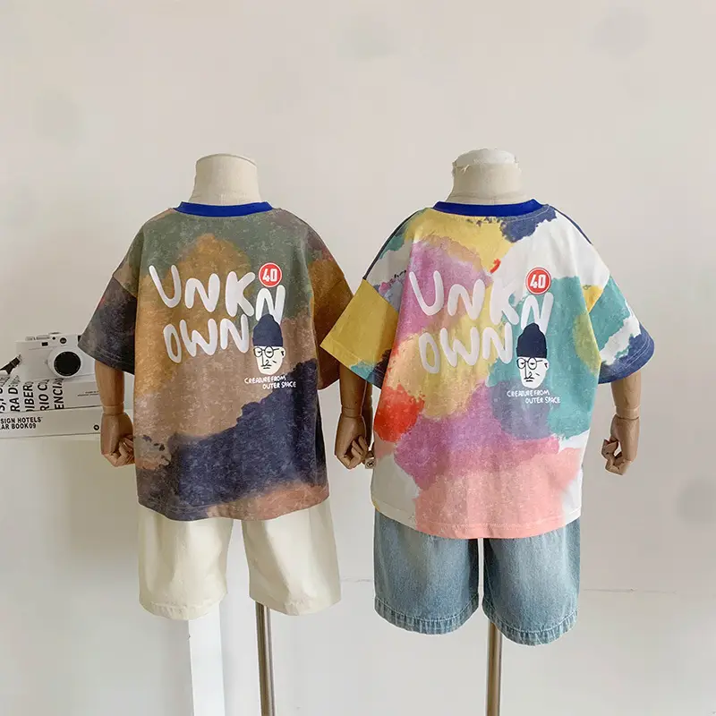 Kids Tie-Dye Printed T-Shirt Boys Summer Wear - Image 5