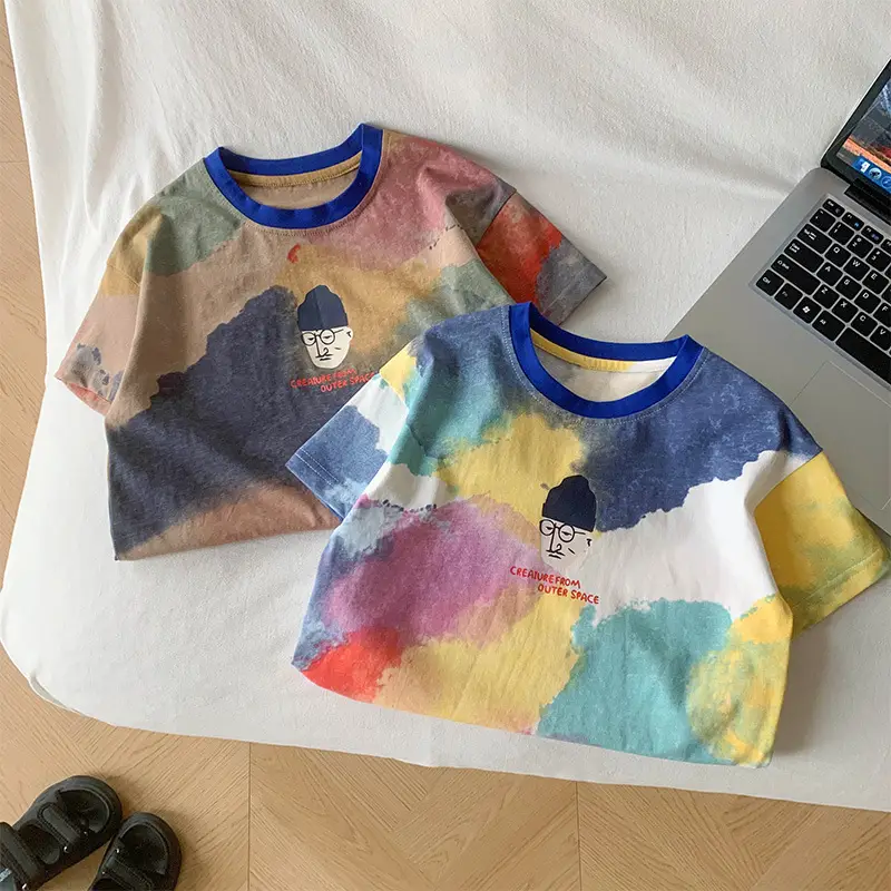 Kids Tie-Dye Printed T-Shirt Boys Summer Wear - Image 6