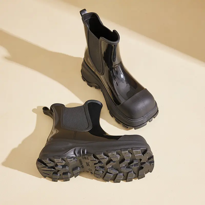 Rain Boots for Women, Fashionable Outer Wear, Internet Celebrity Thick-Soled Boots, Non-Slip, Versatile, Mid-Low Rain Boots, Heightening Outdoor Rubber Shoes - Image 6
