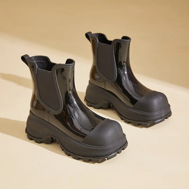 Rain Boots for Women, Fashionable Outer Wear, Internet Celebrity Thick-Soled Boots, Non-Slip, Versatile, Mid-Low Rain Boots, Heightening Outdoor Rubber Shoes - Image 8