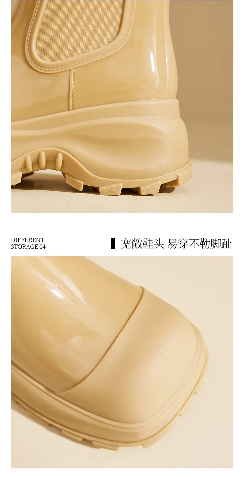 Rain Boots for Women, Fashionable Outer Wear, Internet Celebrity Thick-Soled Boots, Non-Slip, Versatile, Mid-Low Rain Boots, Heightening Outdoor Rubber Shoes — feature 10
