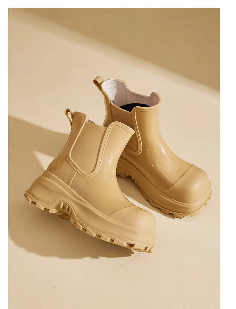 Rain Boots for Women, Fashionable Outer Wear, Internet Celebrity Thick-Soled Boots, Non-Slip, Versatile, Mid-Low Rain Boots, Heightening Outdoor Rubber Shoes — feature 17