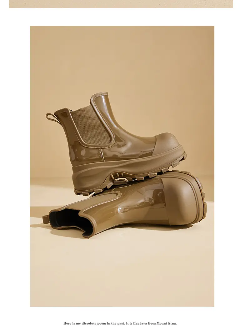 Rain Boots for Women, Fashionable Outer Wear, Internet Celebrity Thick-Soled Boots, Non-Slip, Versatile, Mid-Low Rain Boots, Heightening Outdoor Rubber Shoes — feature 18