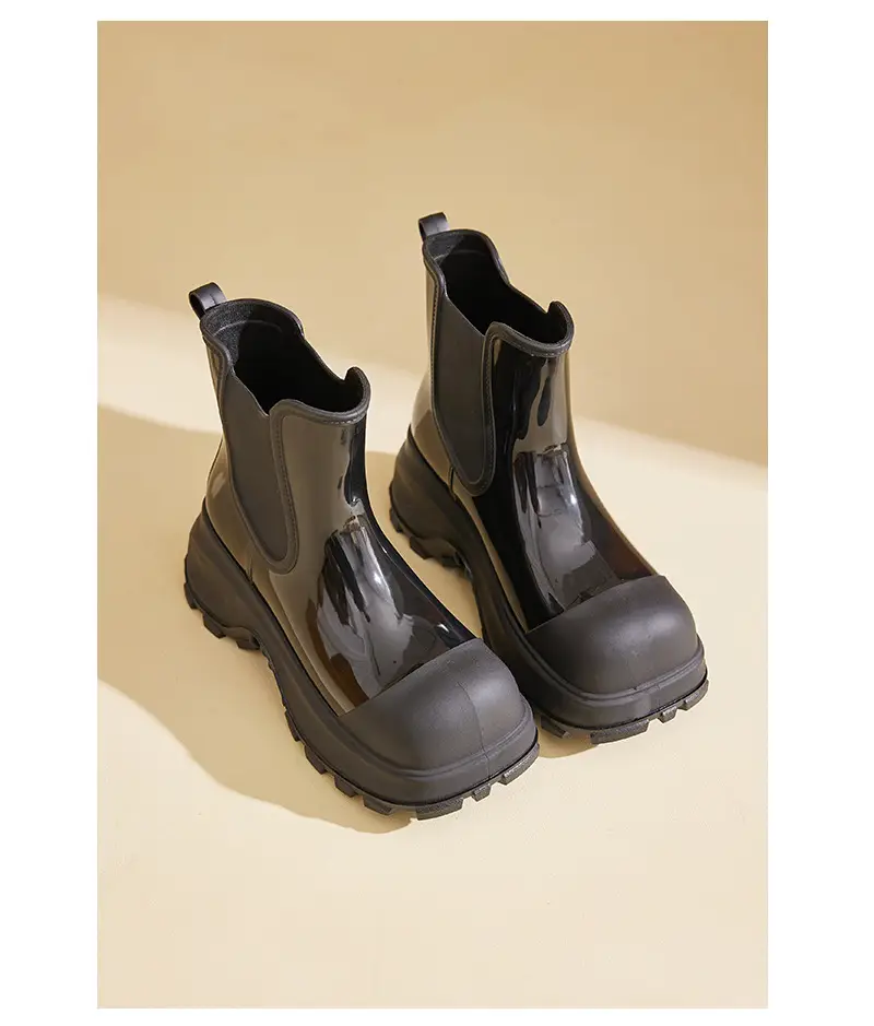 Rain Boots for Women, Fashionable Outer Wear, Internet Celebrity Thick-Soled Boots, Non-Slip, Versatile, Mid-Low Rain Boots, Heightening Outdoor Rubber Shoes — feature 19