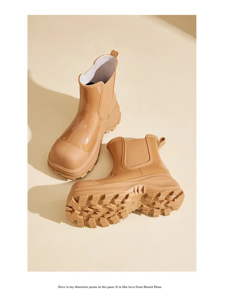Rain Boots for Women, Fashionable Outer Wear, Internet Celebrity Thick-Soled Boots, Non-Slip, Versatile, Mid-Low Rain Boots, Heightening Outdoor Rubber Shoes — feature 20