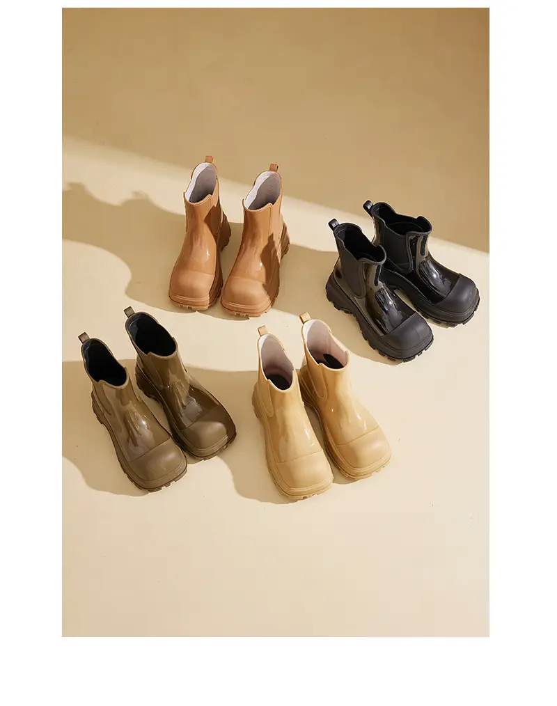 Rain Boots for Women, Fashionable Outer Wear, Internet Celebrity Thick-Soled Boots, Non-Slip, Versatile, Mid-Low Rain Boots, Heightening Outdoor Rubber Shoes — feature 21