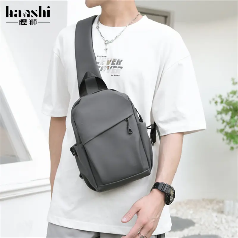Men's Waterproof Crossbody Bag Black Travel Chest Bag - Image 5