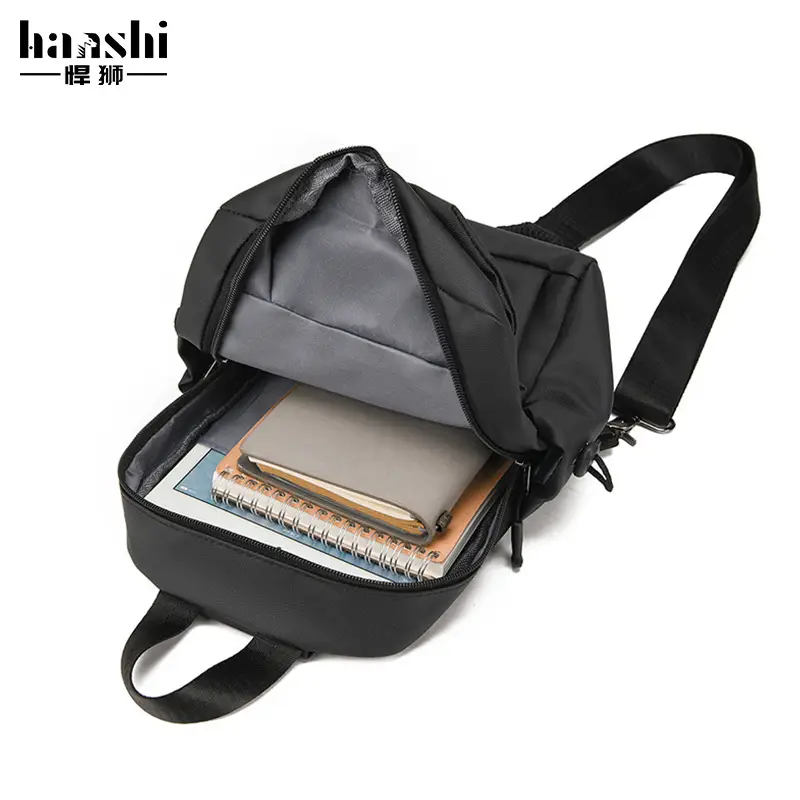 Men's Waterproof Crossbody Bag Black Travel Chest Bag - Image 6