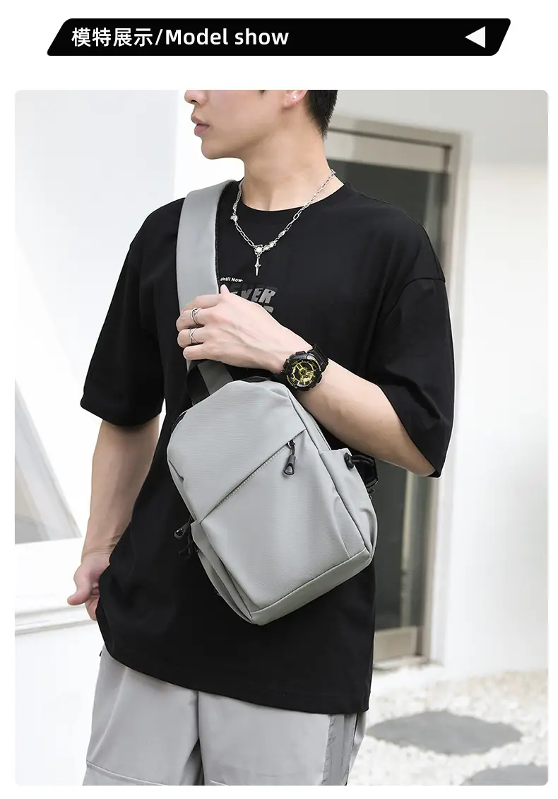 Men's Waterproof Crossbody Bag Black Travel Chest Bag — feature 10