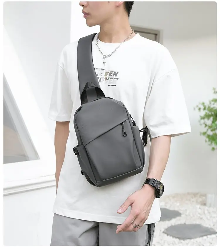 Men's Waterproof Crossbody Bag Black Travel Chest Bag — feature 12